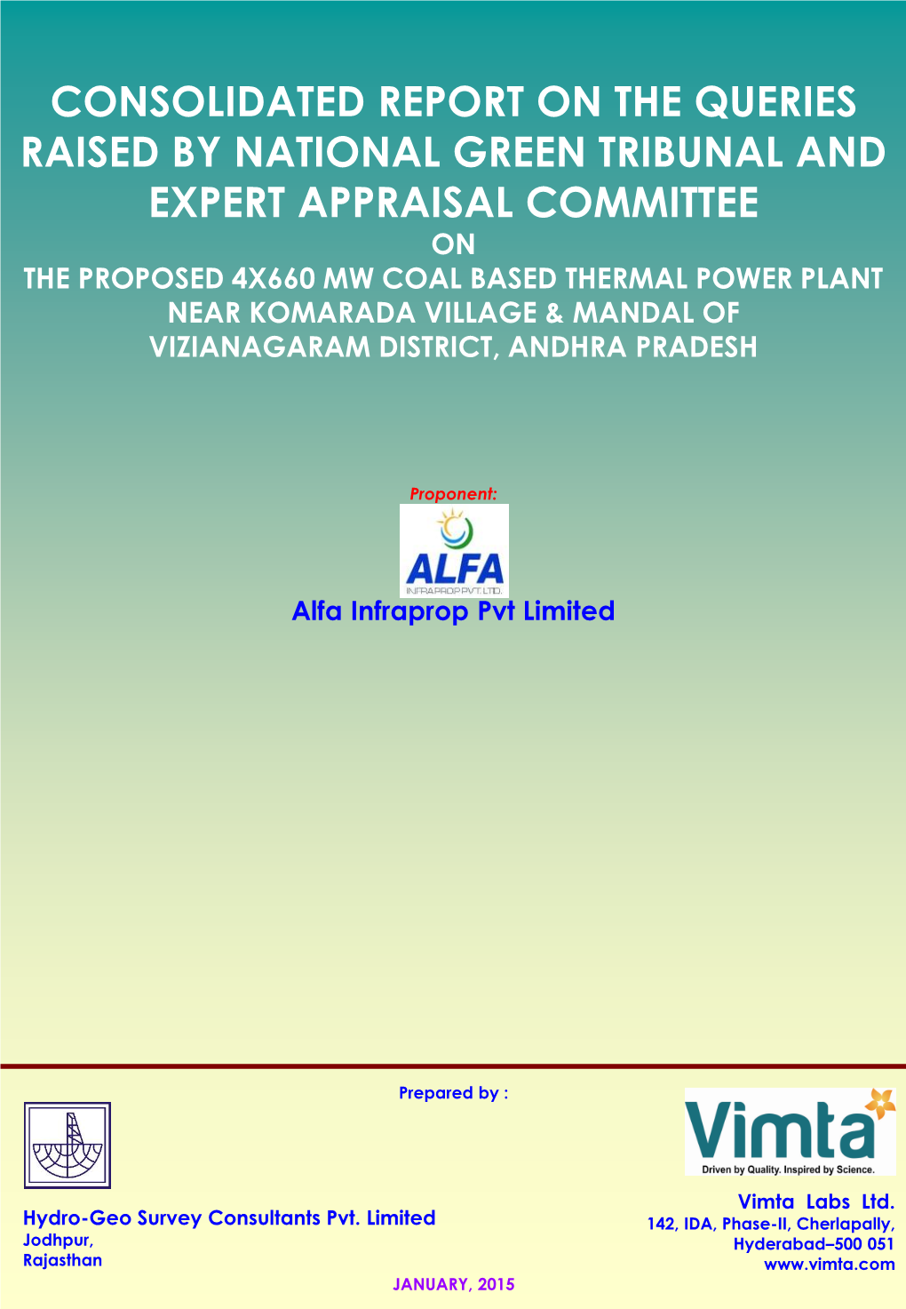 Consolidated Report on the Queries Raised by National Green Tribunal