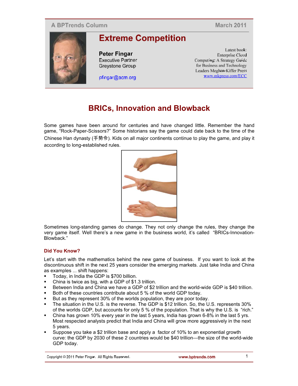 Brics, Innovation and Blowback