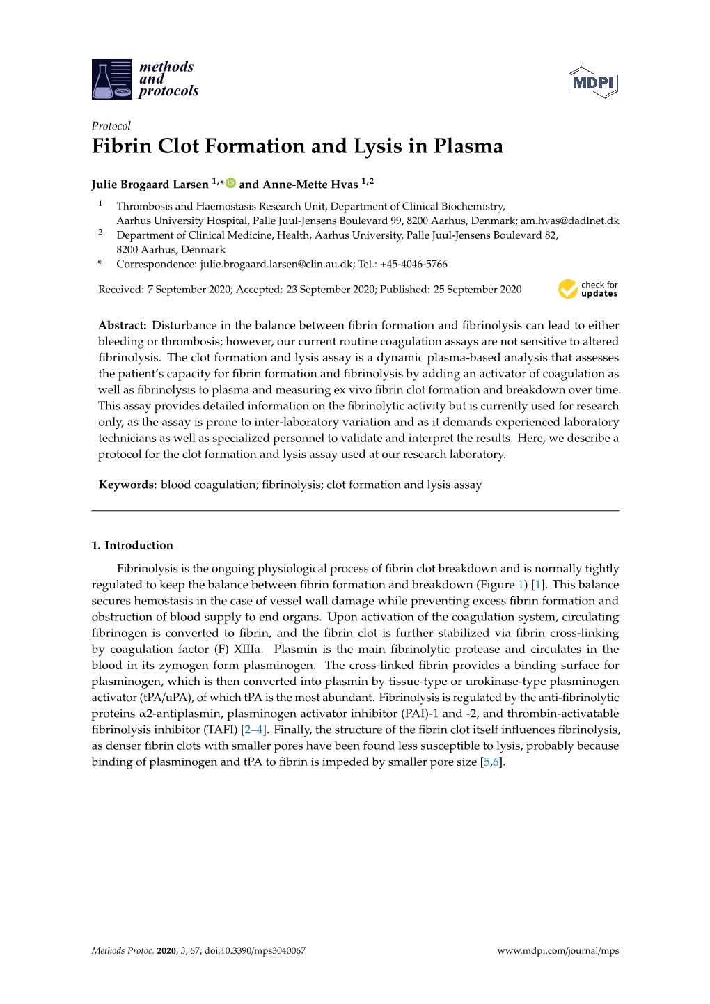 Fibrin Clot Formation and Lysis in Plasma