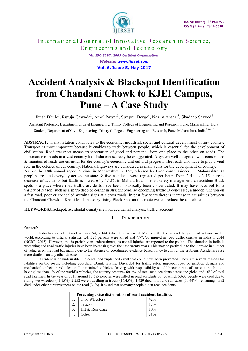 Accident Analysis & Blackspot Identification From