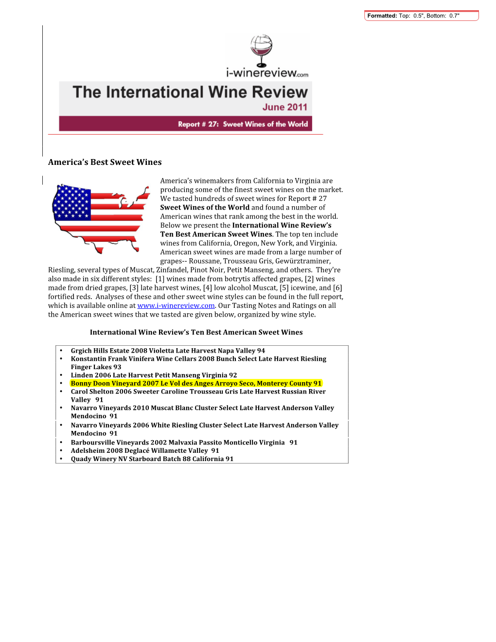 America's Best Sweet Wines