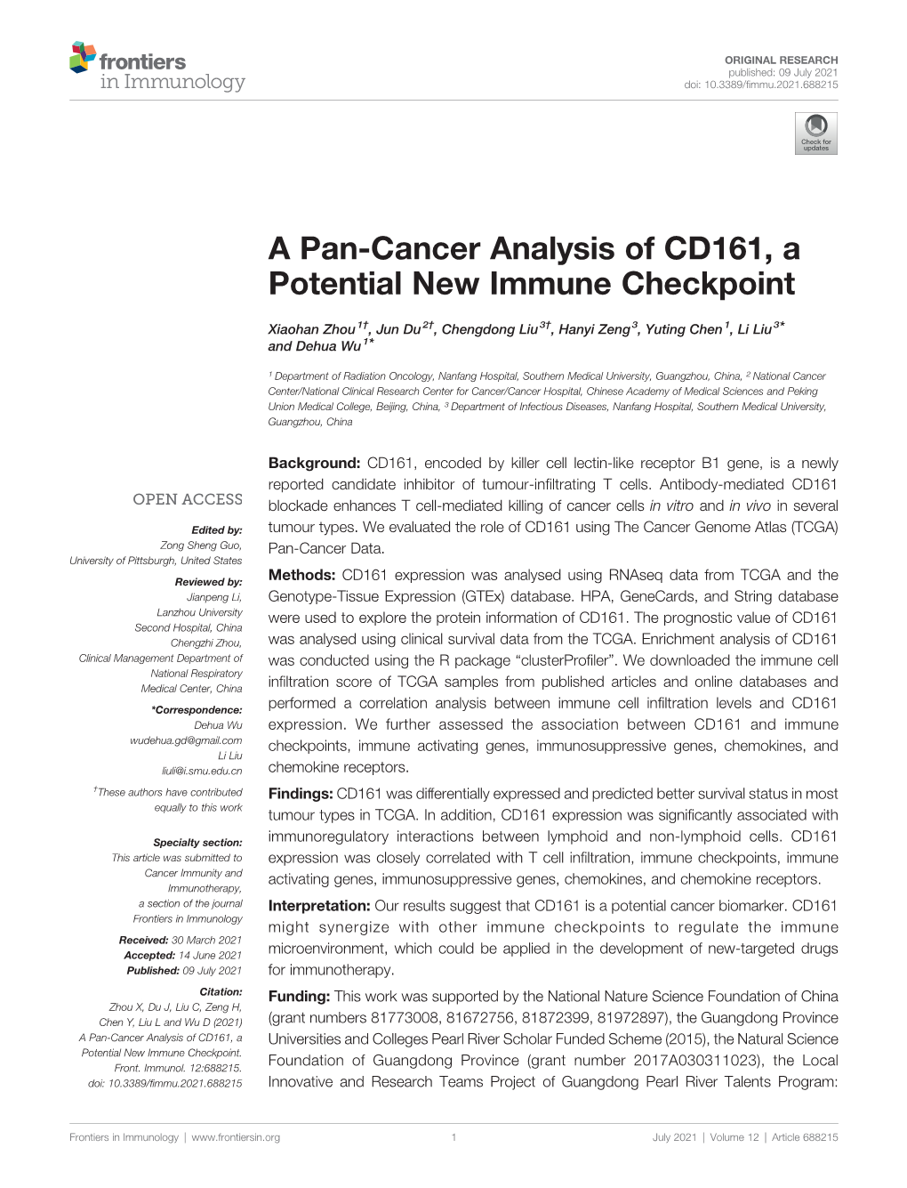 A Pan-Cancer Analysis of CD161, a Potential New Immune Checkpoint