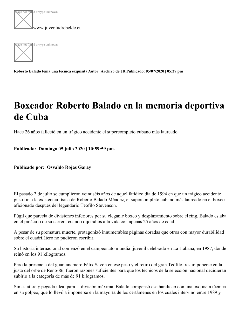 Boxeador Roberto Balado En La Memoria Deportiva De Cuba