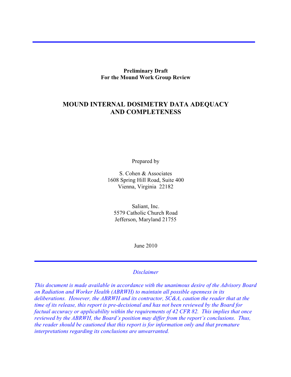 Mound Internal Dosimetry Data Adequacy and Completeness