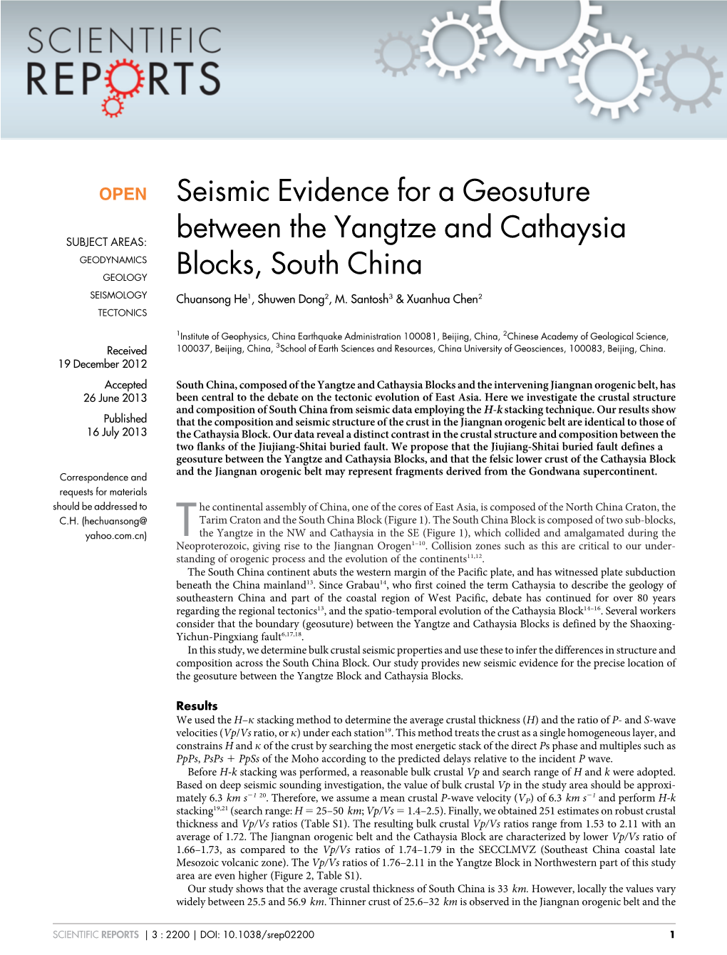 Seismic Evidence for a Geosuture Between the Yangtze And