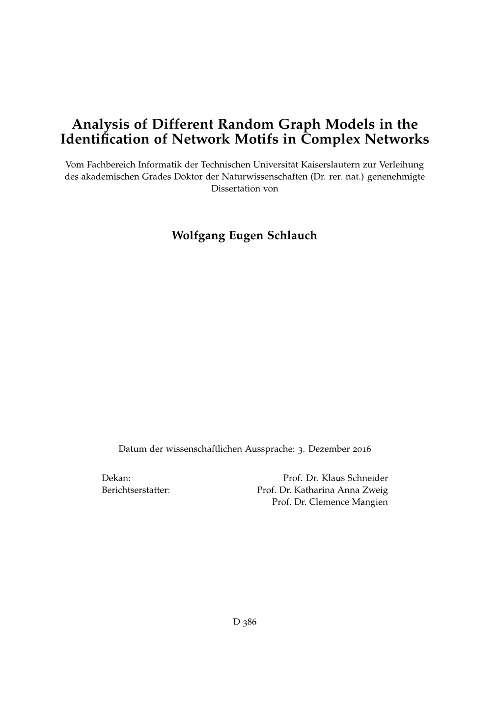 Analysis of Different Random Graph Models in the Identification of Network Motifs in Complex Networks