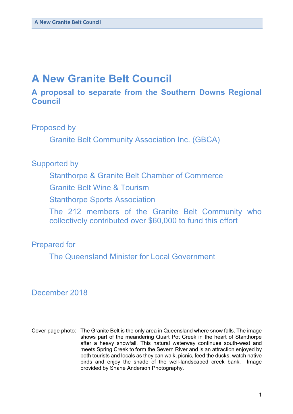 A New Granite Belt Council – a Proposal To