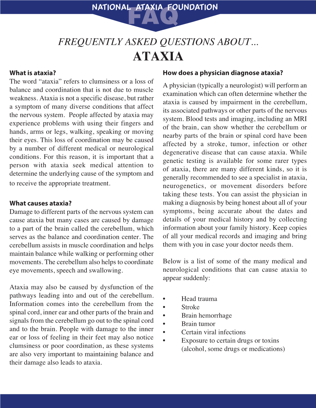 Frequently Asked Questions About...Ataxia