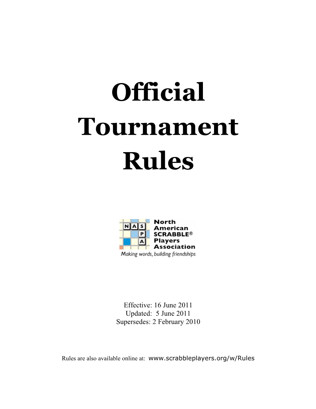 Official Tournament Rules