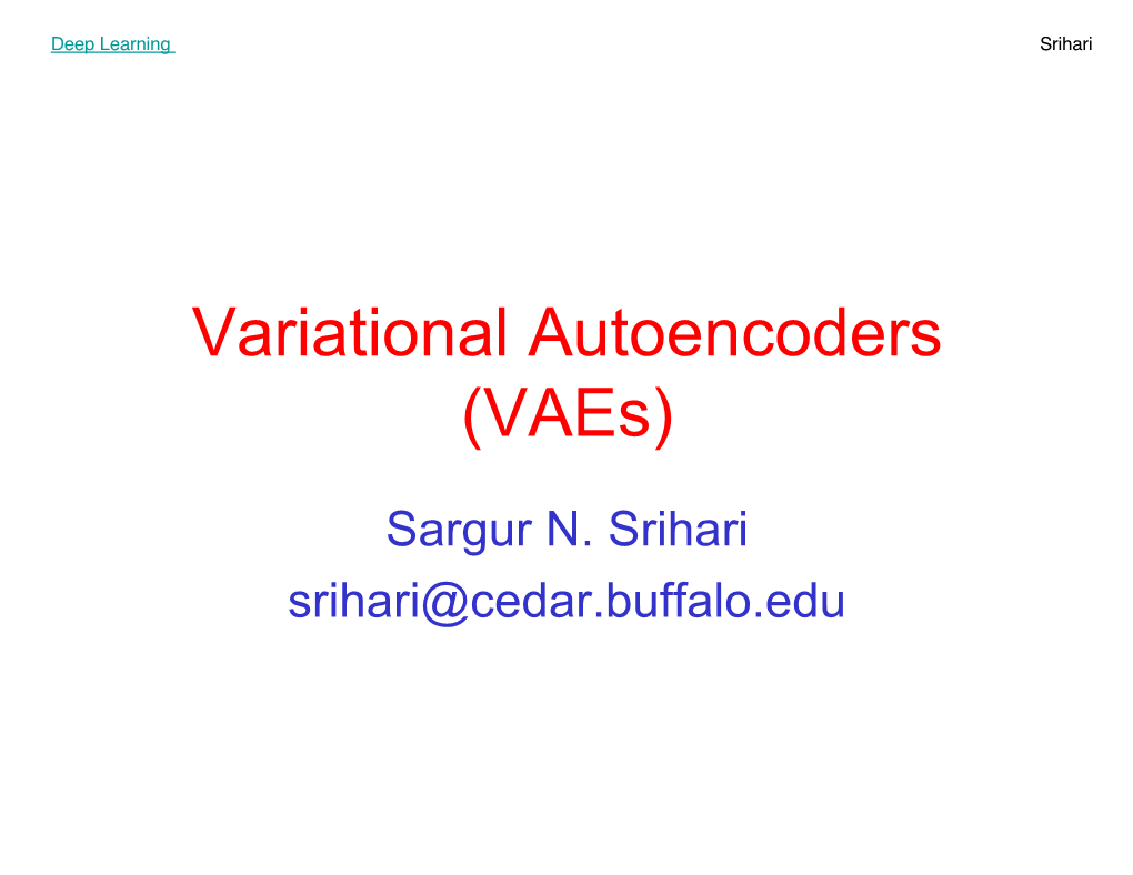 Variational Autoencoders (Vaes)