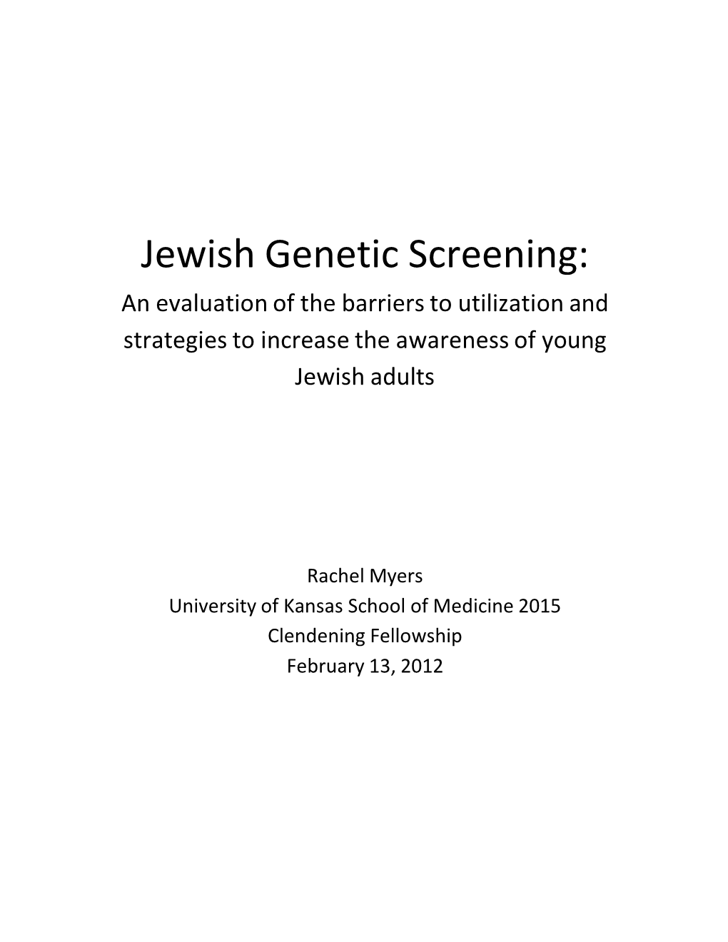 Jewish Genetic Screening