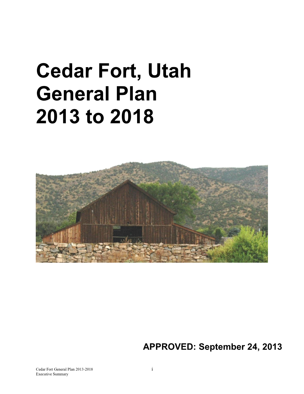 Cedar Fort, Utah General Plan 2013 to 2018