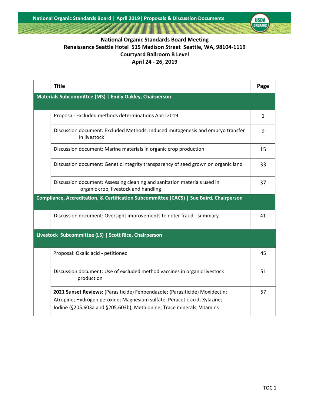 NOSB April 2019 Meeting Materials