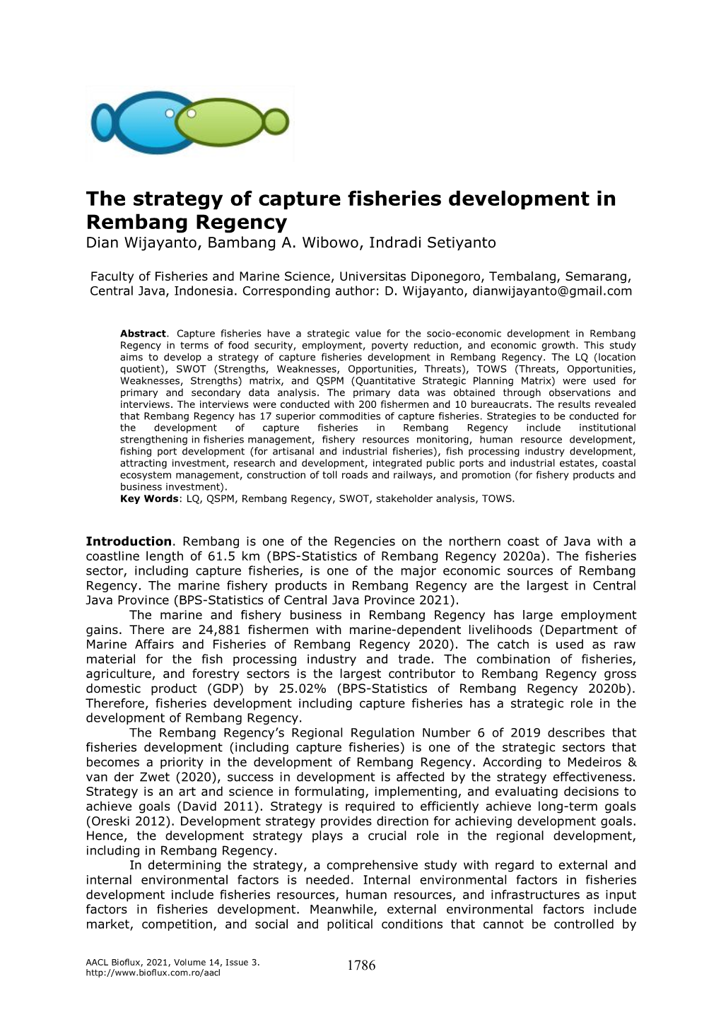 The Strategy of Capture Fisheries Development in Rembang Regency Dian Wijayanto, Bambang A