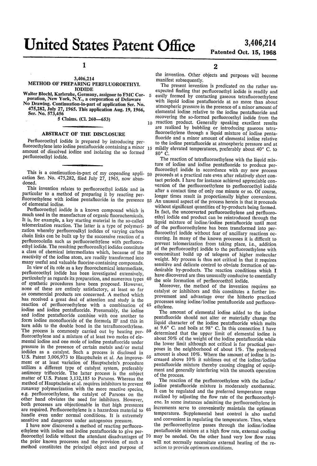 United States Patent Office Patented Oct