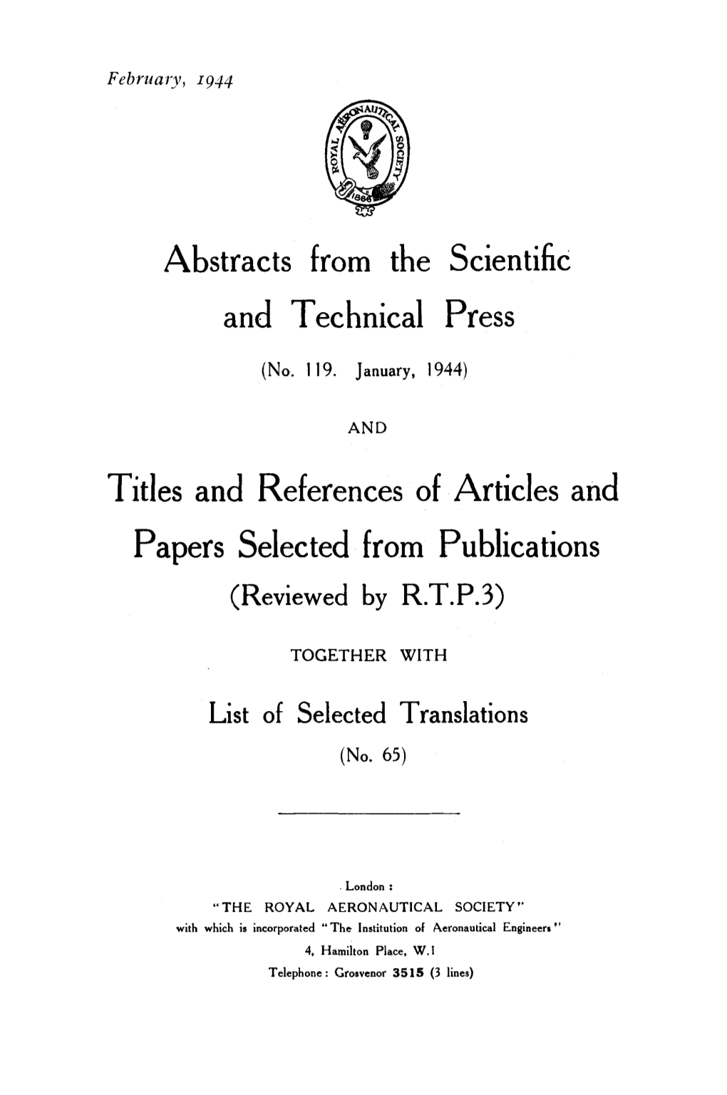 Abstracts from the Scientific and Technical Press Titles And