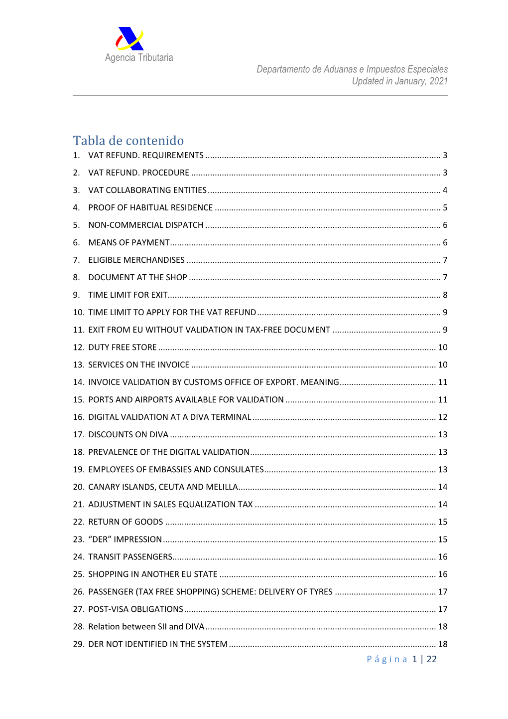 Tabla De Contenido 1