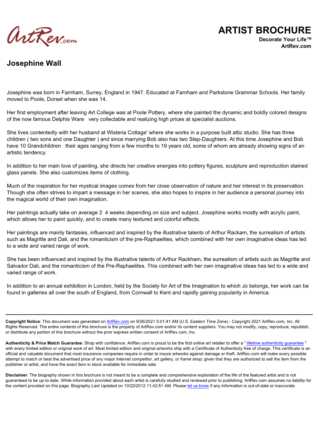 Josephine Wall Biography