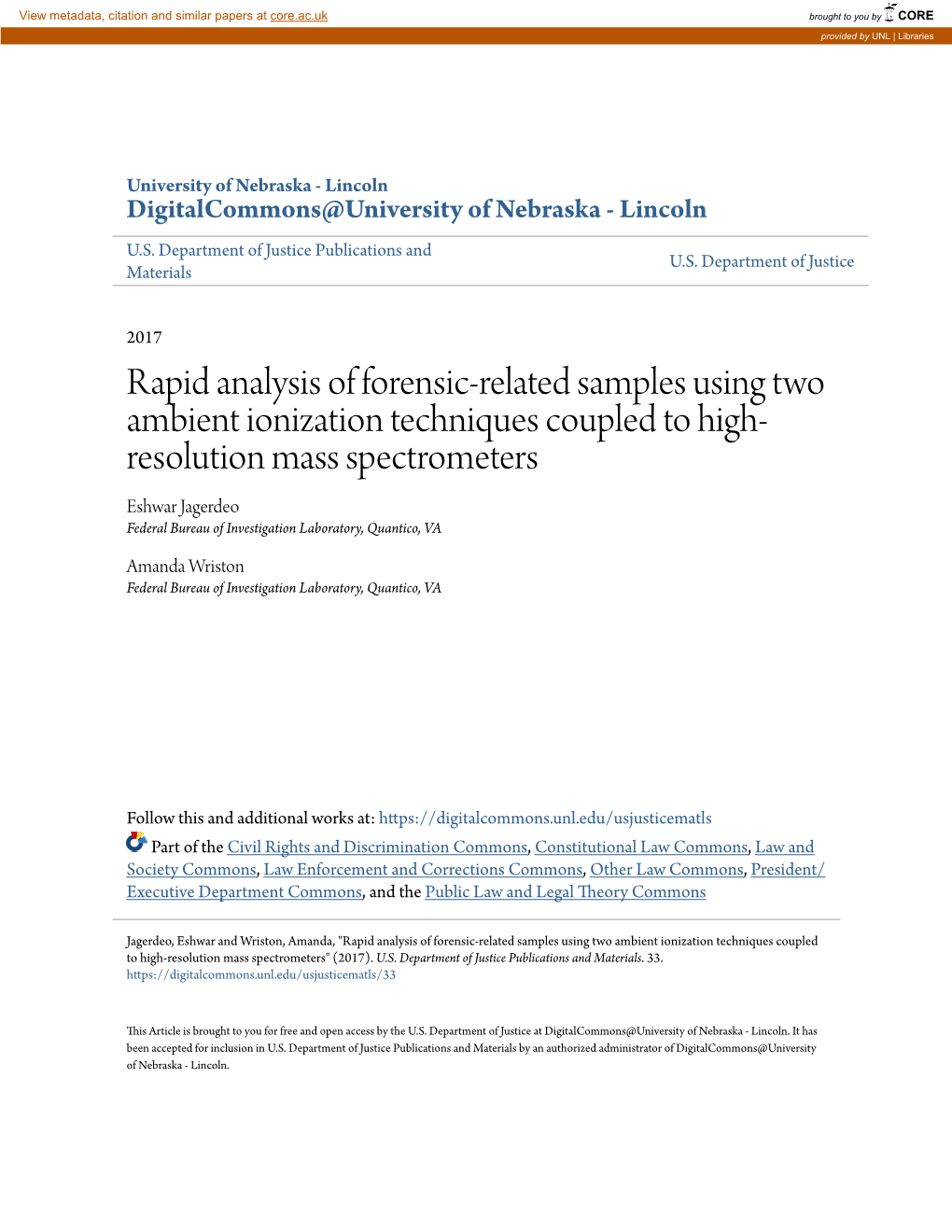 Rapid Analysis of Forensic-Related Samples Using Two Ambient