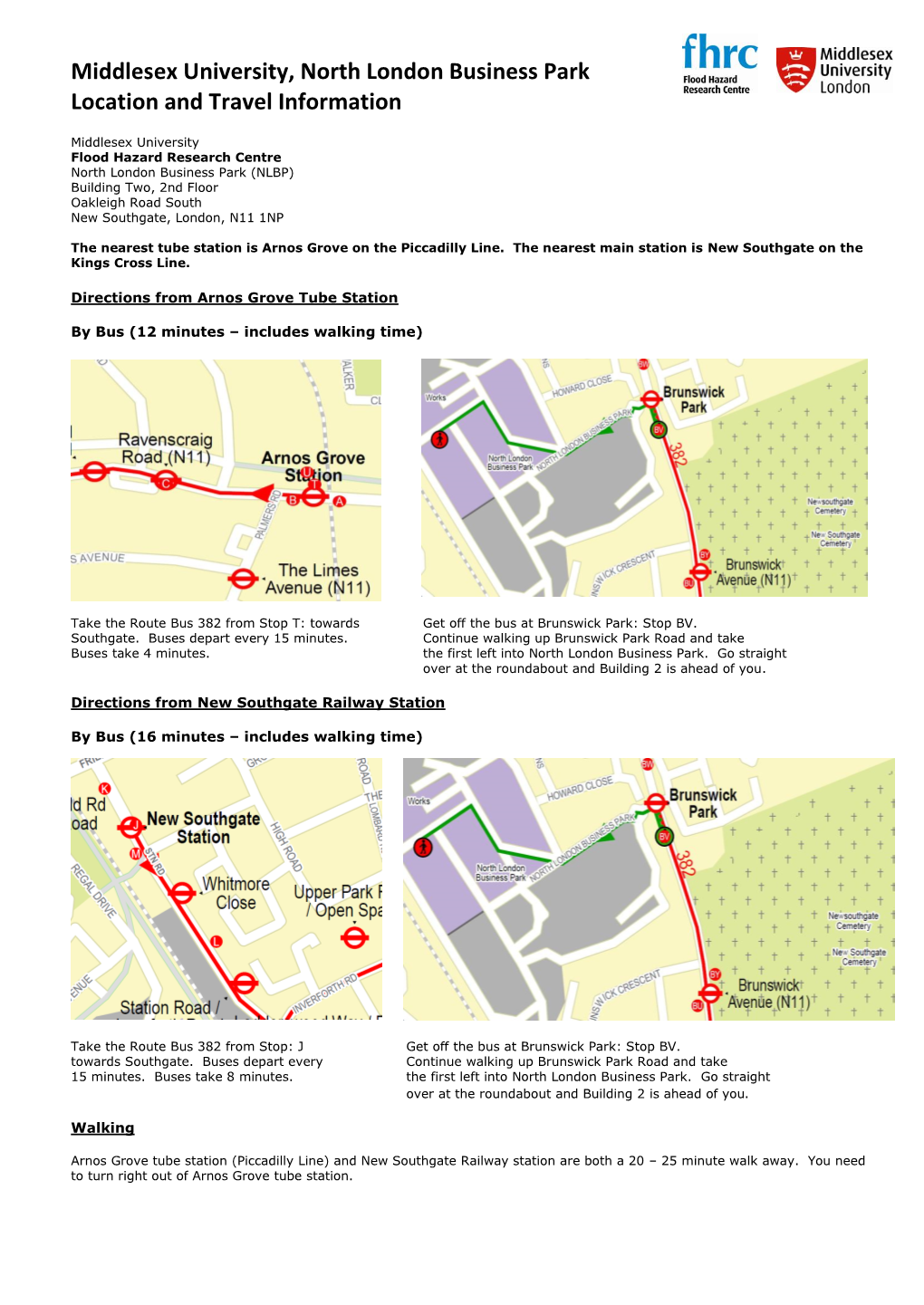 Middlesex University, North London Business Park Location and Travel Information