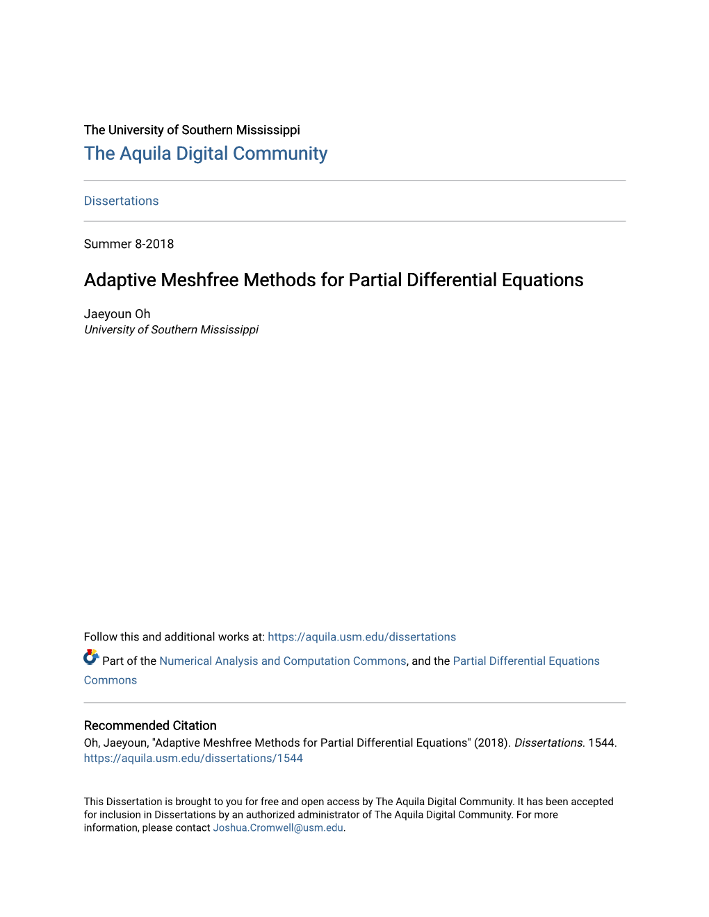 Adaptive Meshfree Methods for Partial Differential Equations