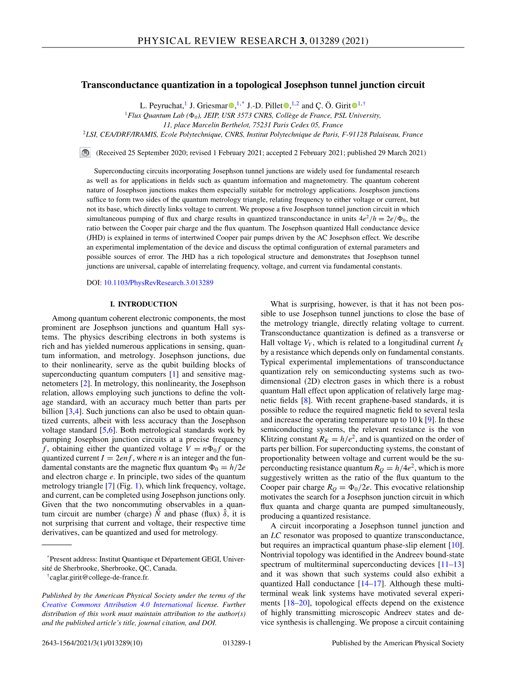 Transconductance Quantization in a Topological Josephson Tunnel Junction Circuit