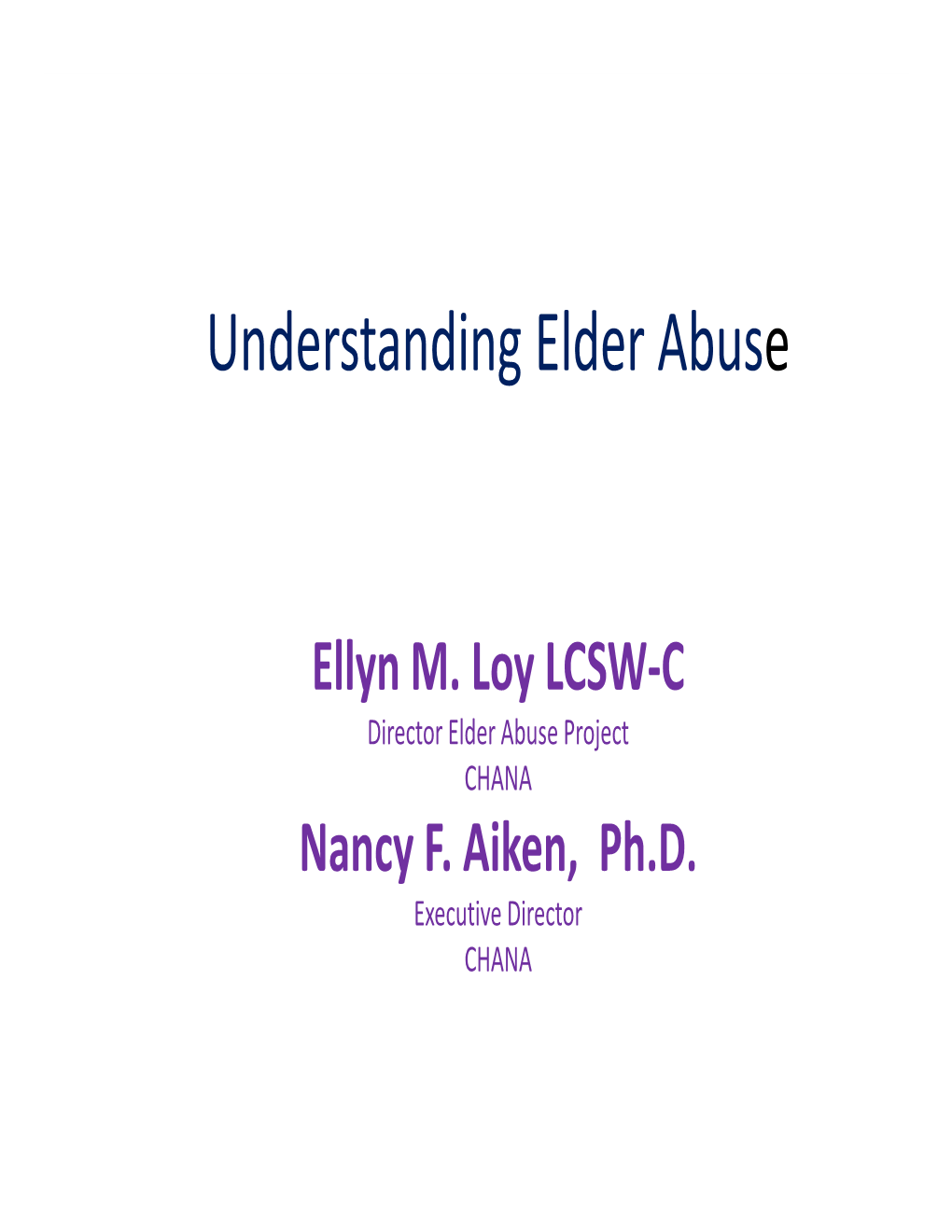 Understanding Elder Abuse