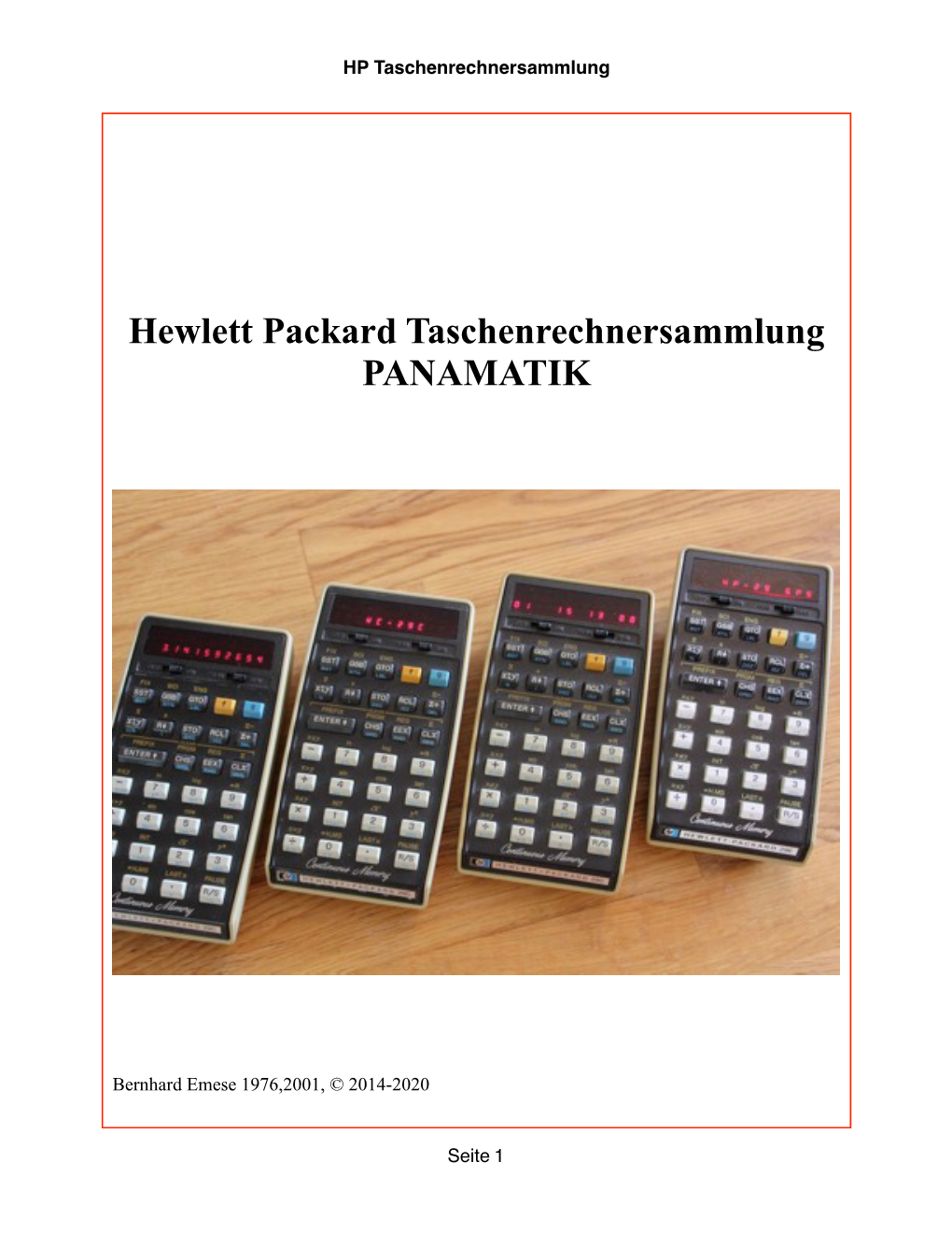 Hewlett Packard Taschenrechnersammlung PANAMATIK