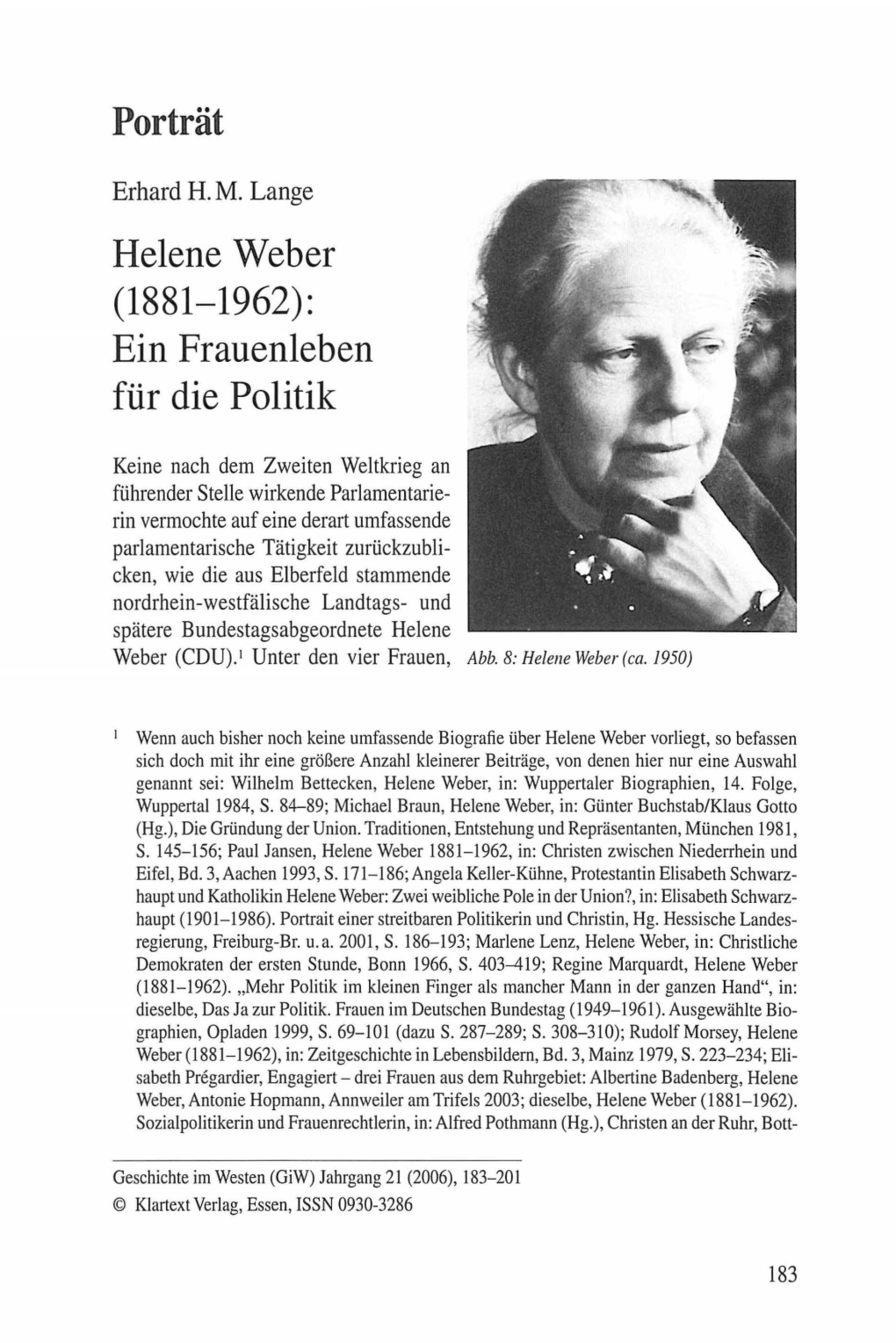 Helene Weber (1881-1962): Ein Frauenleben Für Die Politik