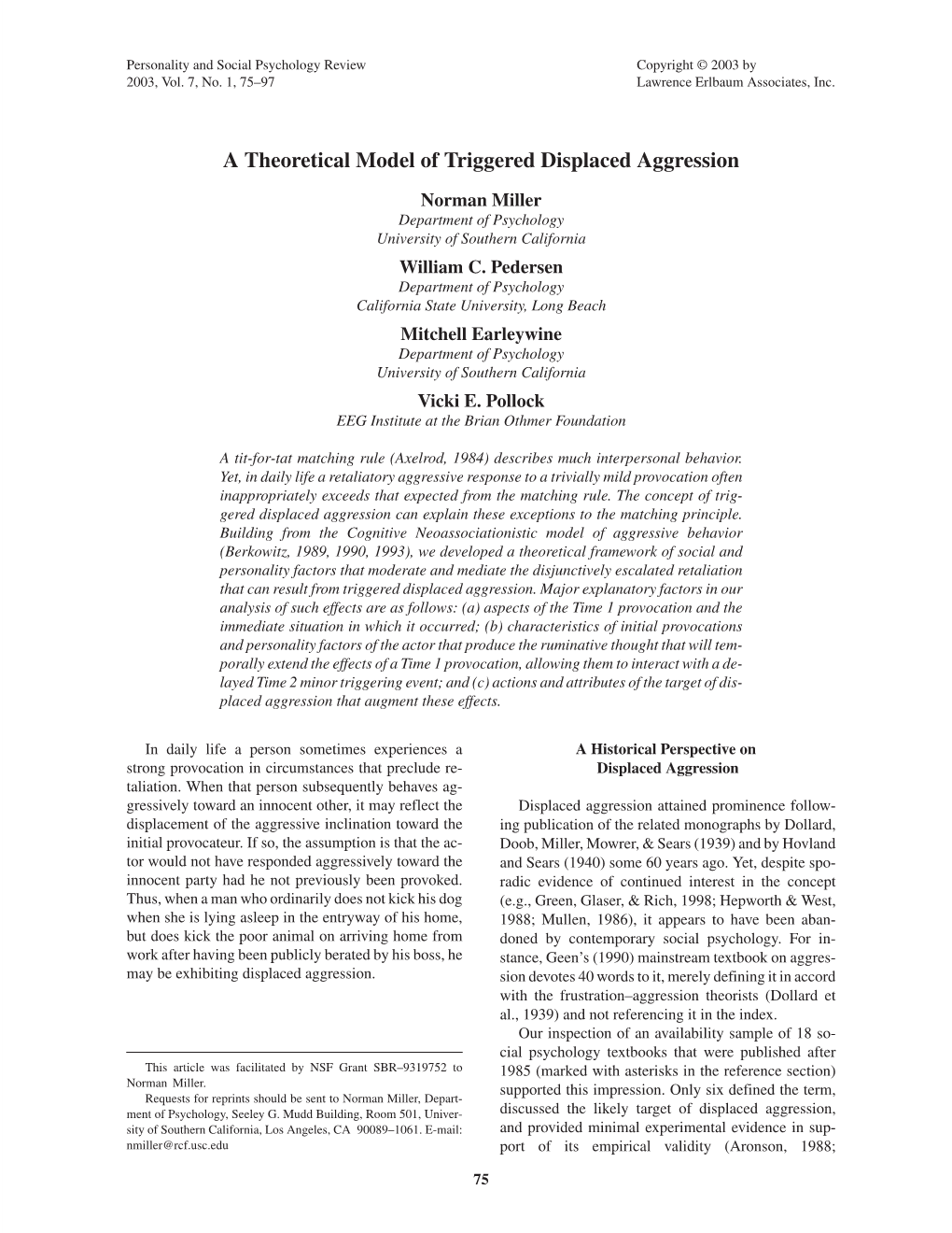 A Theoretical Model of Triggered Displaced Aggression