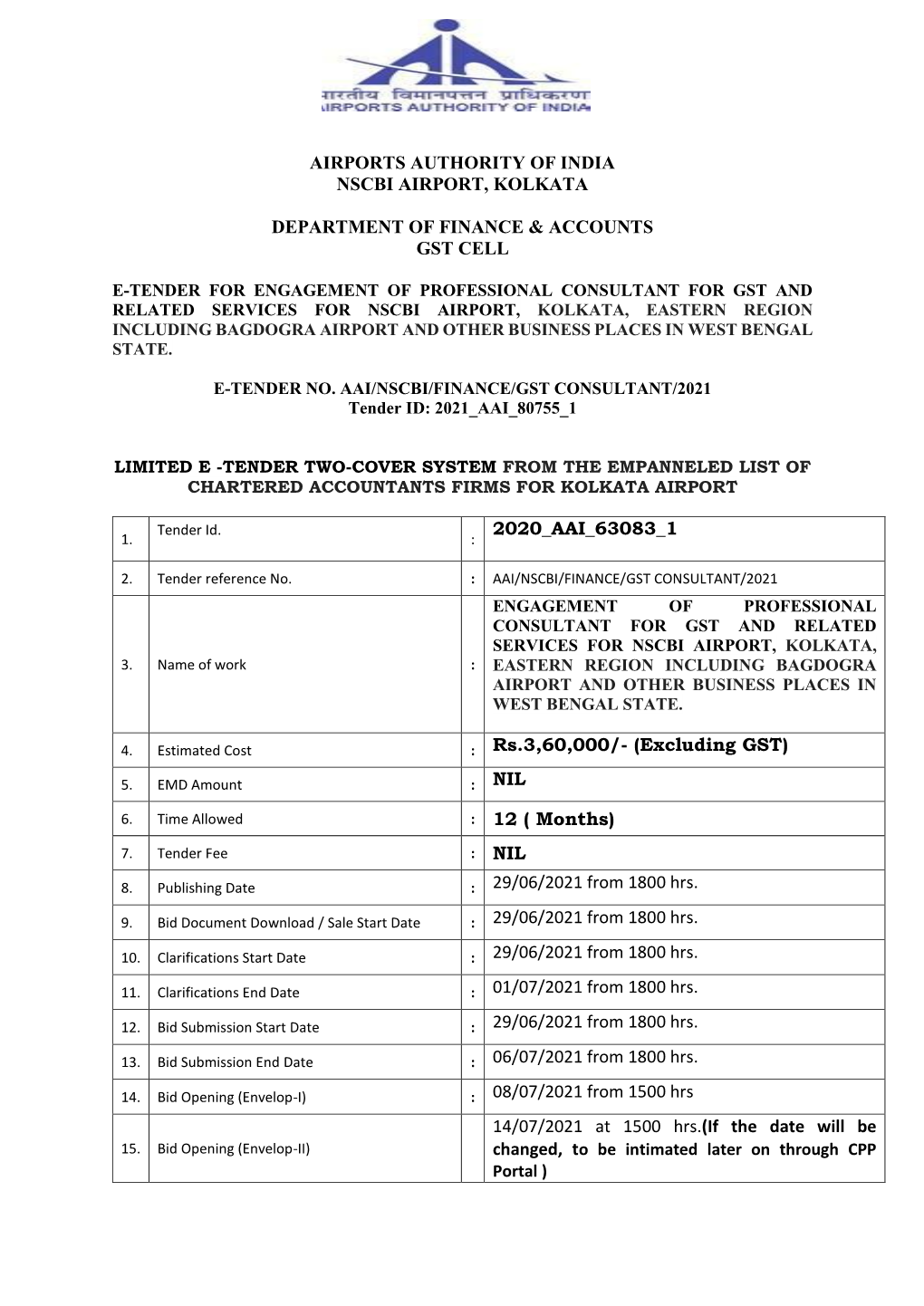 Airports Authority of India Nscbi Airport, Kolkata