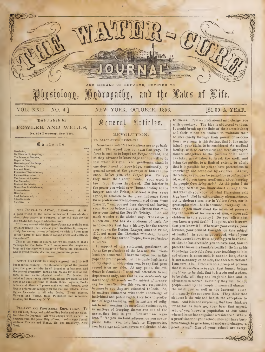 Water-Cure Journal V22 N4 Oct 1856