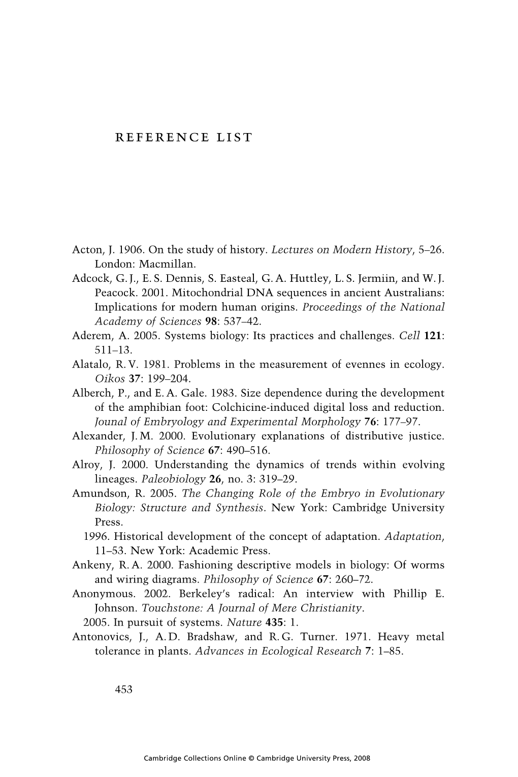 Reference List