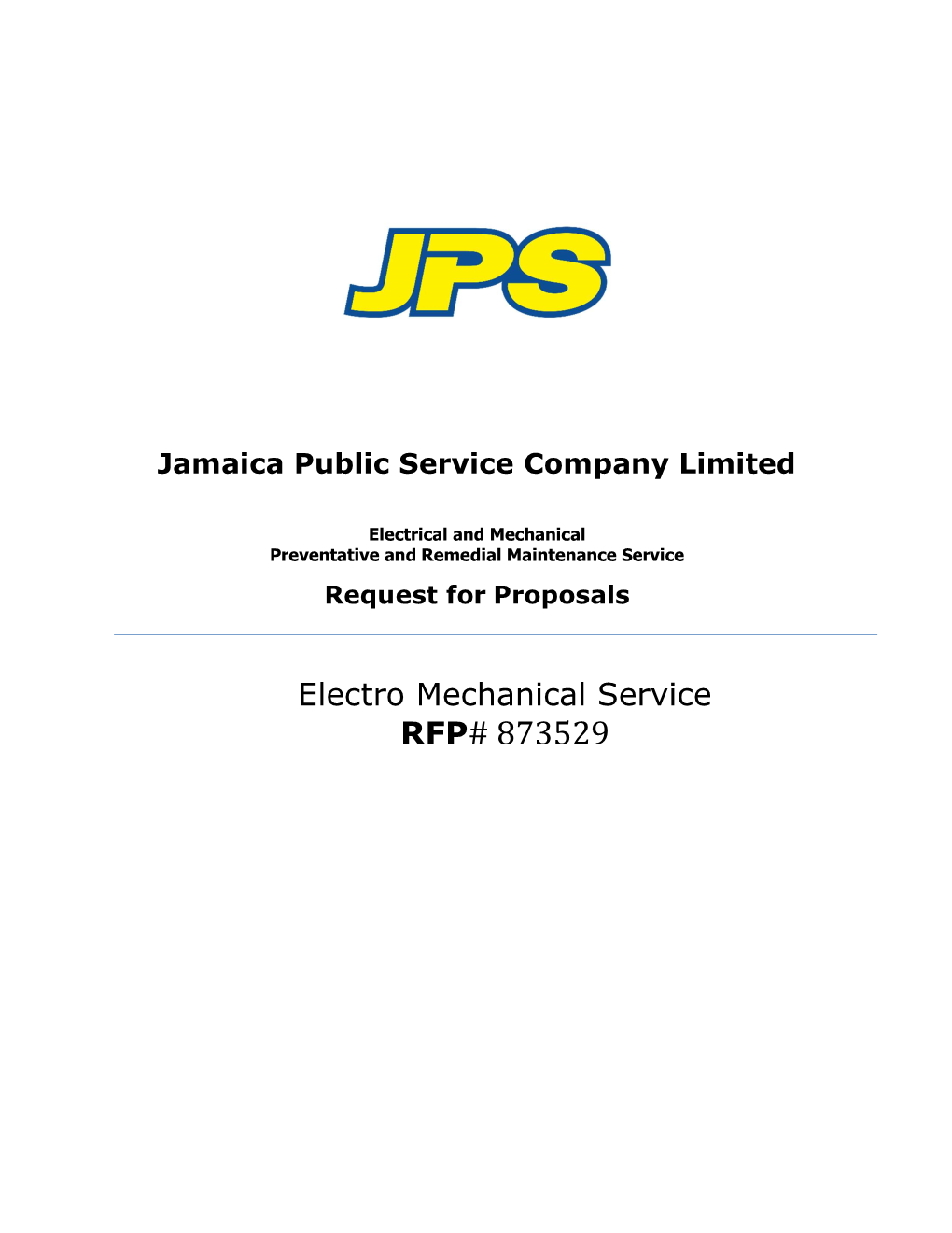 JPS RFP # 873529 – Electro Mechanical Service