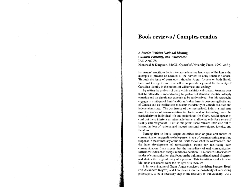 Book Reviews / Comptes Rendus