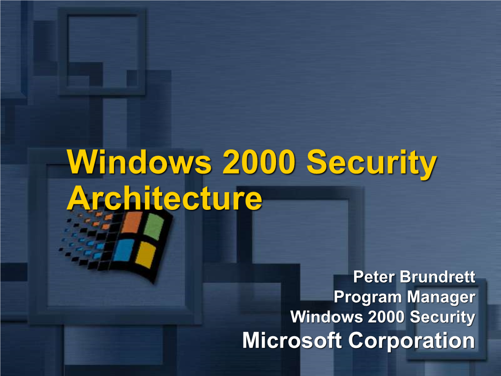 Windows 2000 Security Architecture