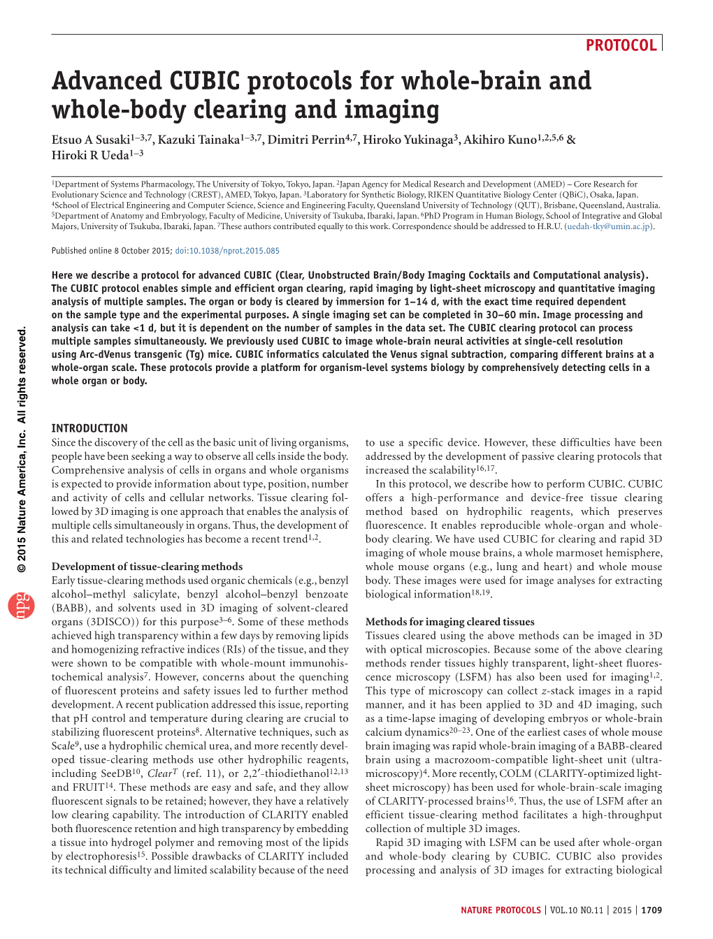 Advanced CUBIC Protocols for Whole-Brain and Whole-Body