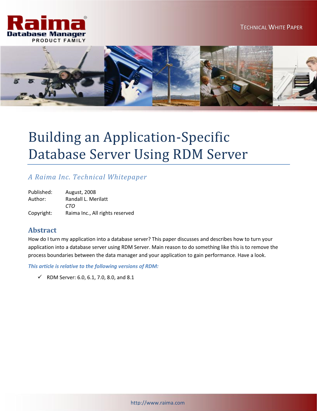 Building an Application-Specific Database Server Using RDM Server