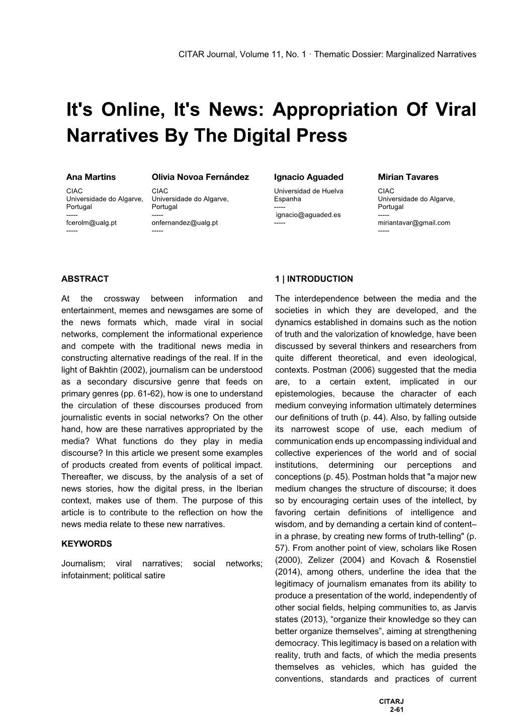 Appropriation of Viral Narratives by the Digital Press