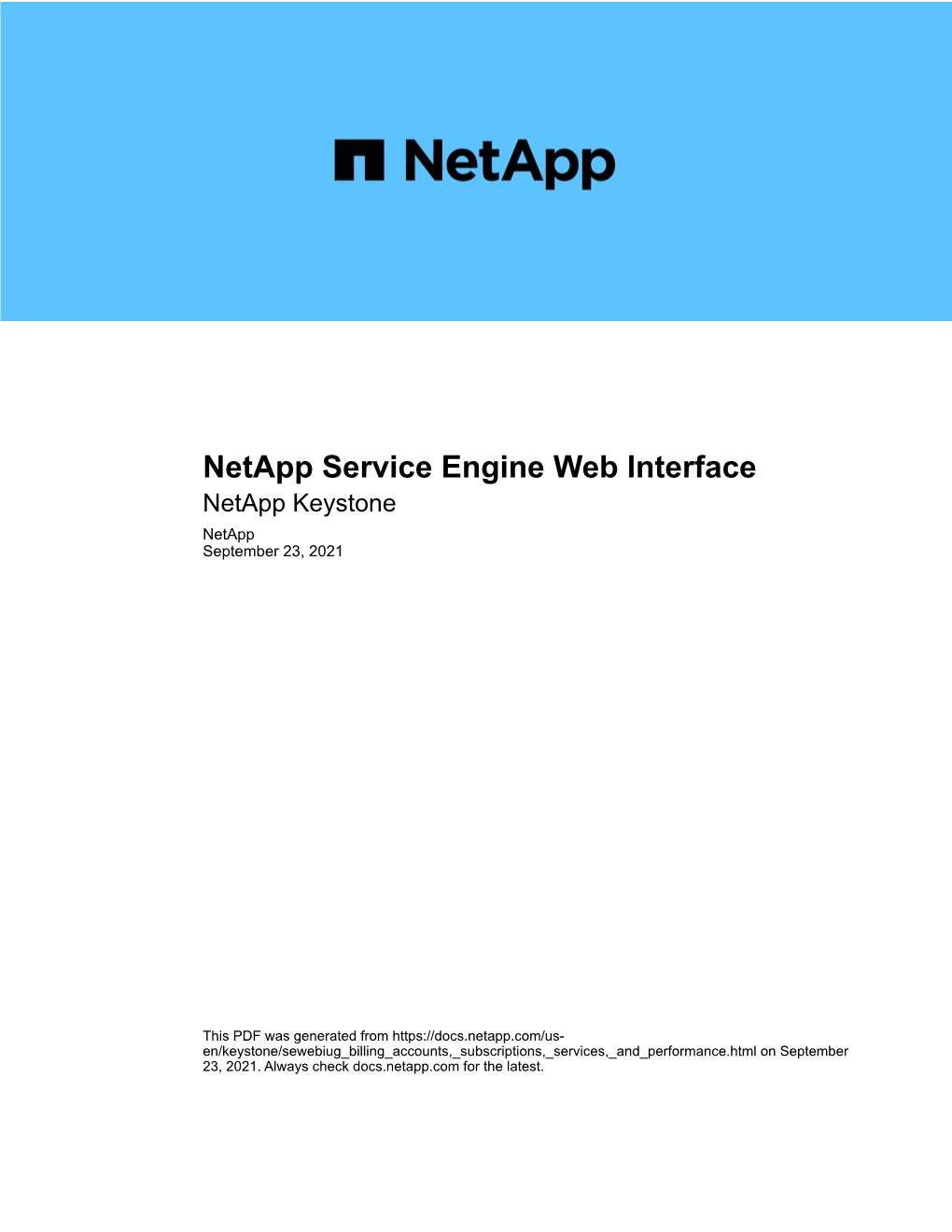 Netapp Service Engine Web Interface Netapp Keystone Netapp September 23, 2021