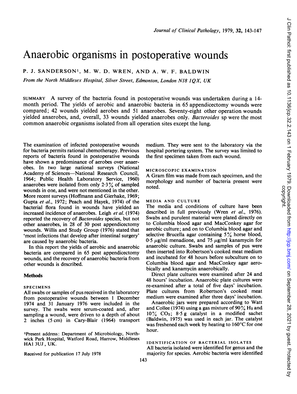 Anaerobic Organisms in Postoperative Wounds