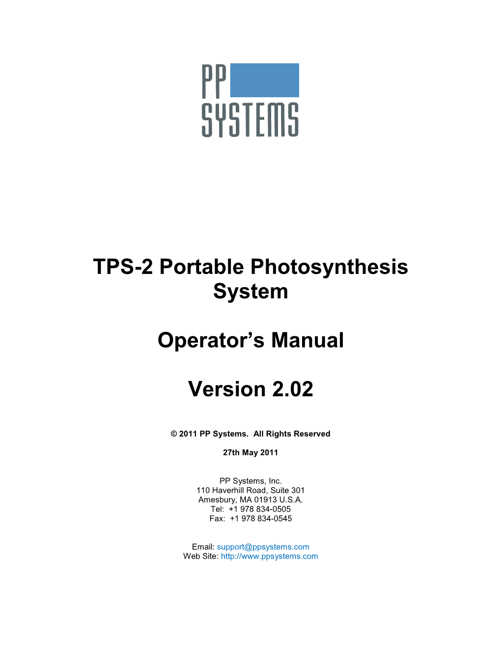 TPS-2 Portable Photosynthesis System Operator's Manual – Version 2.02 - 3 - Table of Contents