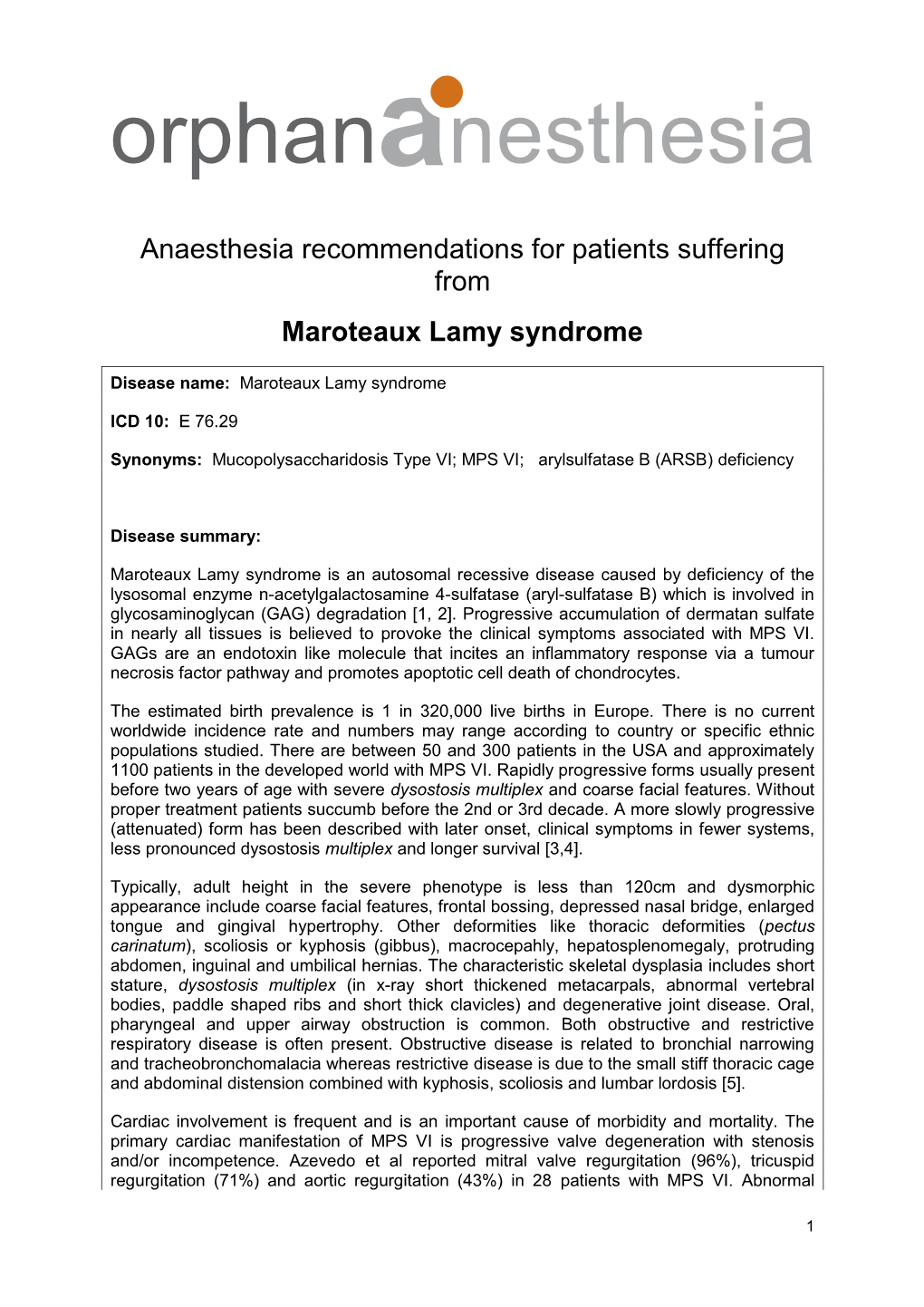 Maroteaux Lamy Syndrome