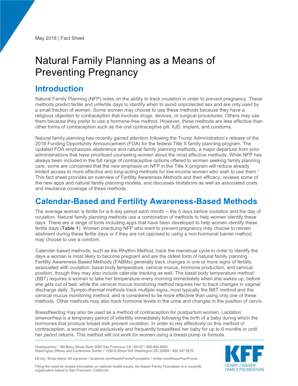 Natural Family Planning As a Means of Preventing Pregnancy