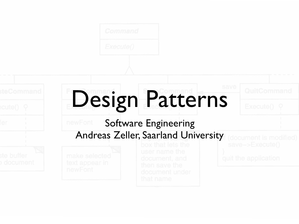 Design Patterns Software Engineering Andreas Zeller, Saarland University Design Patterns