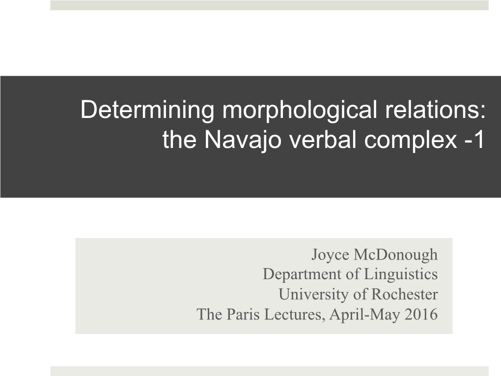 Determining Morphological Relations: the Navajo Verbal Complex -1