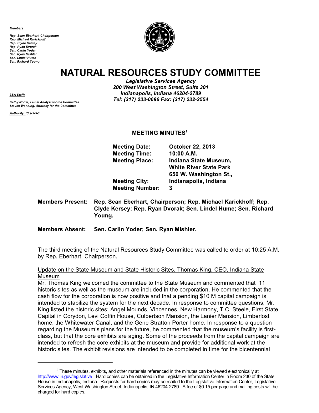 MN 10/22/2013 Natural Resources Study Committee