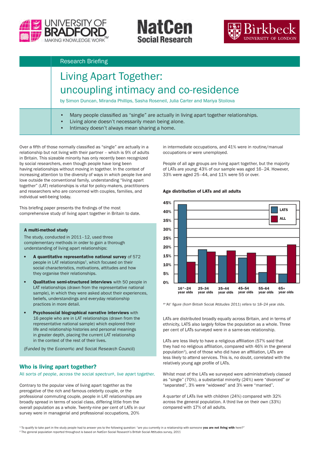 Living Apart Together: Uncoupling Intimacy and Co-Residence by Simon Duncan, Miranda Phillips, Sasha Roseneil, Julia Carter and Mariya Stoilova