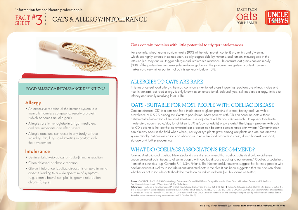 Oats & Allergy/Intolerance