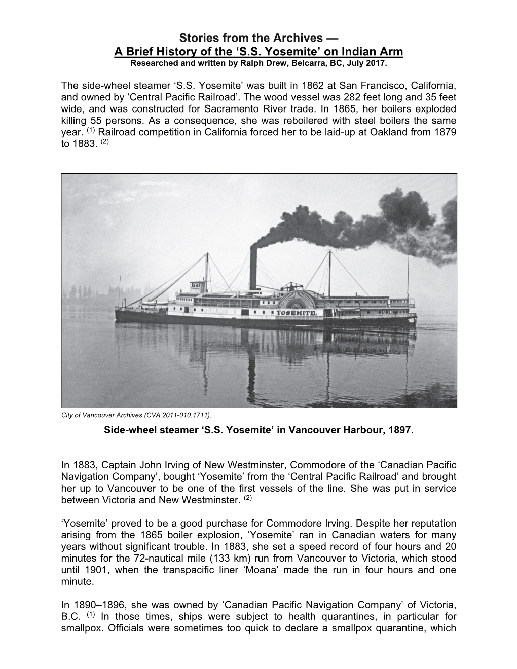 SS Yosemite – Granite Falls & North Arm”, Vancouver Daily World, Monday, August 5Th, 1901, Page 1